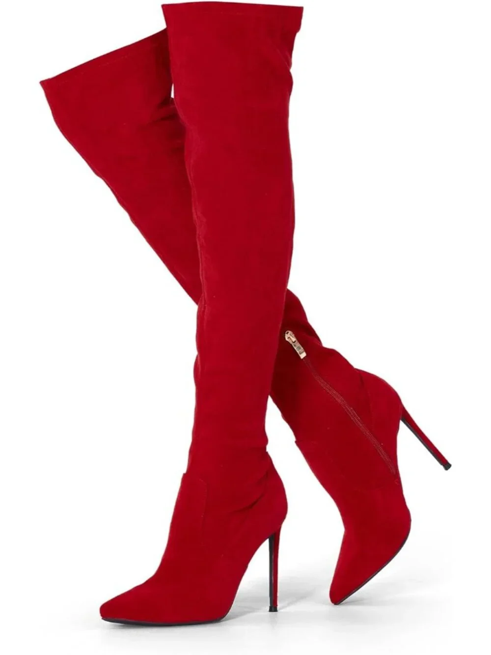 🆕 Women's Suede Red Over The Knee Boot Stiletto Pointed Toe High Heel